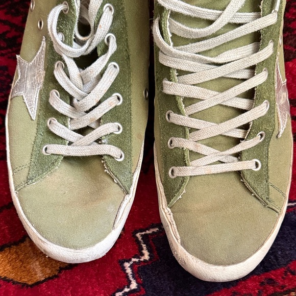 Golden Goose Green High-Top Sneakers with Silver Star Pre-Loved Condition - Picture 7 of 14